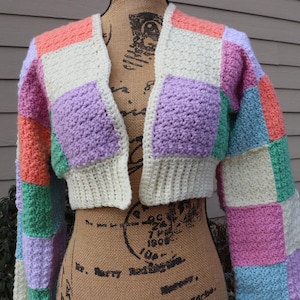 Hand Crocheted Bolero/Cardigan. Size Small